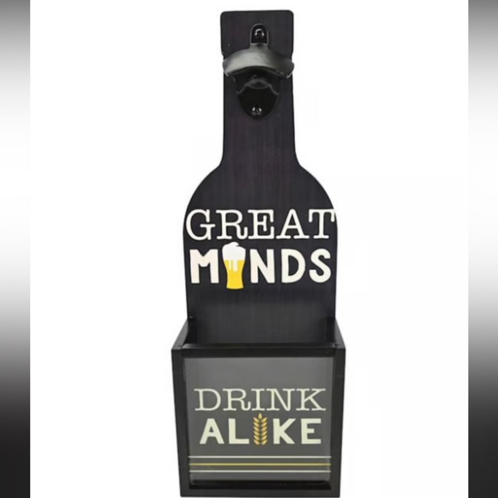 Black Bottle-Shaped Wall-Mounted Bottle Opener from At Home